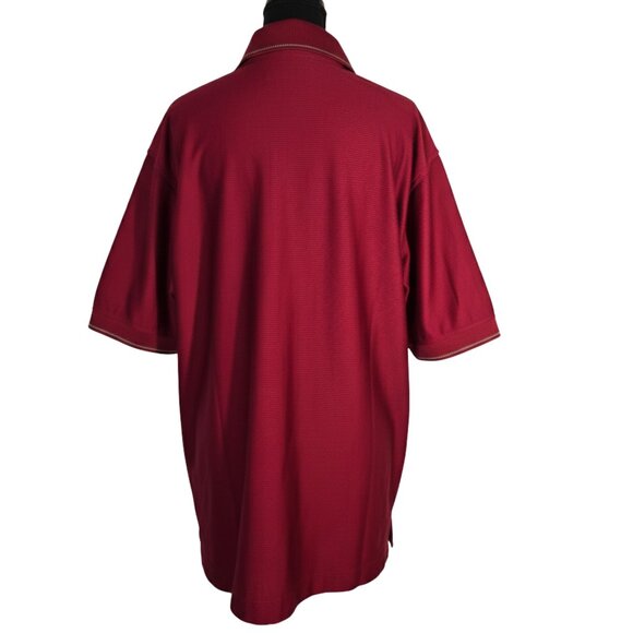 NWT | Men's Burgundy Striped Polo Golf Shirt Short Sleeve | XLarge - Picture 3 of 5